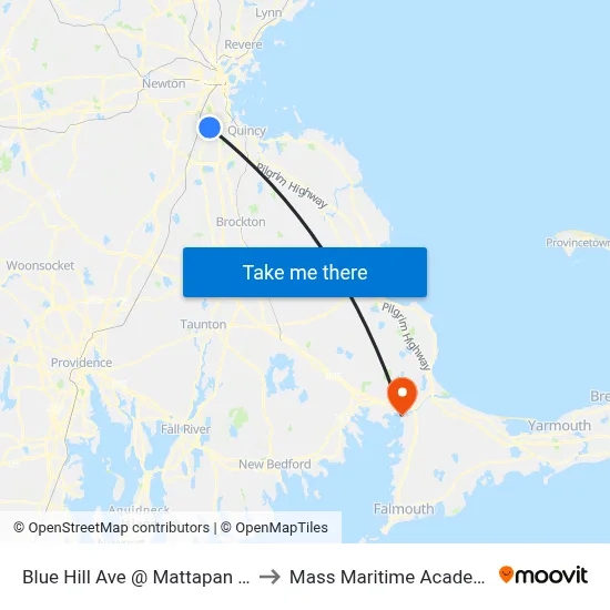 Blue Hill Ave @ Mattapan Sq to Mass Maritime Academy map