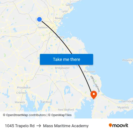 1045 Trapelo Rd to Mass Maritime Academy map