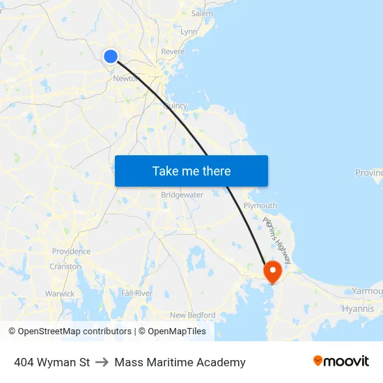 404 Wyman St to Mass Maritime Academy map
