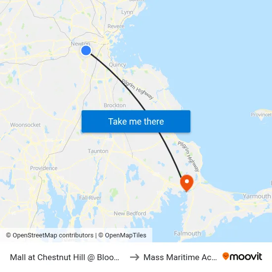 Mall at Chestnut Hill @ Bloomingdale's to Mass Maritime Academy map