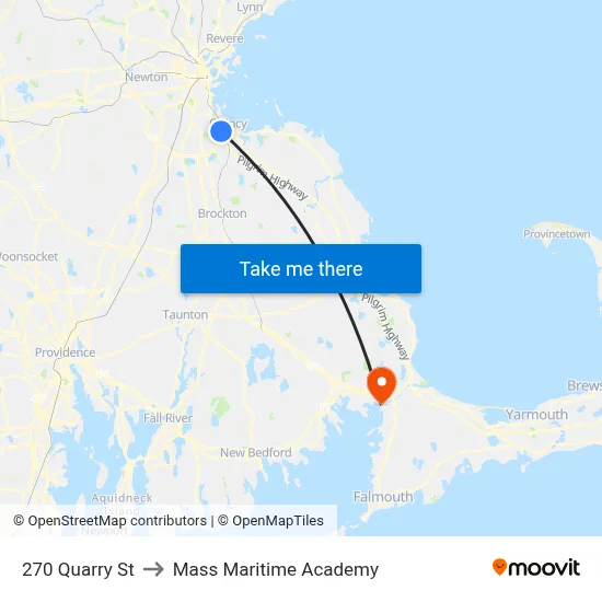 270 Quarry St to Mass Maritime Academy map