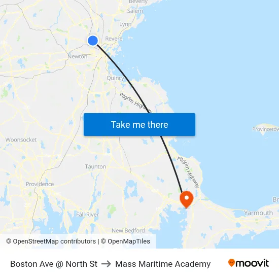 Boston Ave @ North St to Mass Maritime Academy map