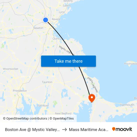 Boston Ave @ Mystic Valley Pkwy to Mass Maritime Academy map
