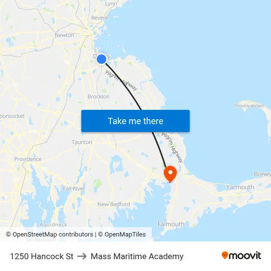1250 Hancock St to Mass Maritime Academy map