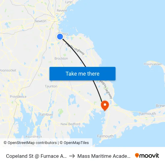 Copeland St @ Furnace Ave to Mass Maritime Academy map