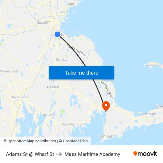Adams St @ Wharf St to Mass Maritime Academy map