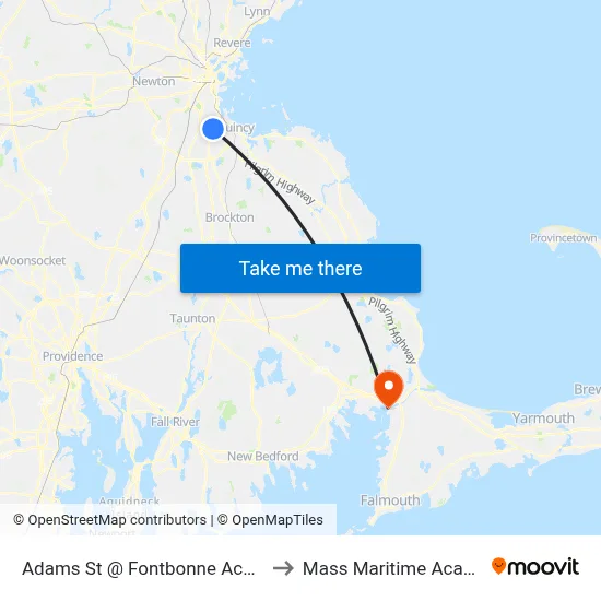 Adams St @ Fontbonne Academy to Mass Maritime Academy map
