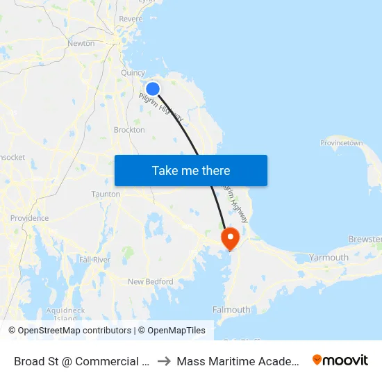 Broad St @ Commercial St to Mass Maritime Academy map