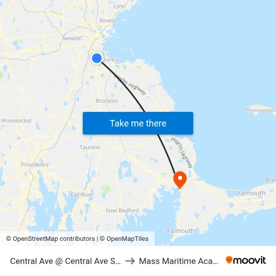 Central Ave @ Central Ave Station to Mass Maritime Academy map