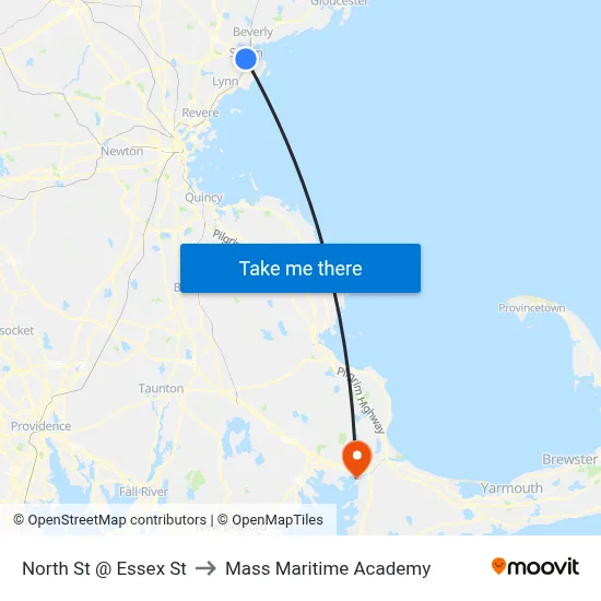North St @ Essex St to Mass Maritime Academy map