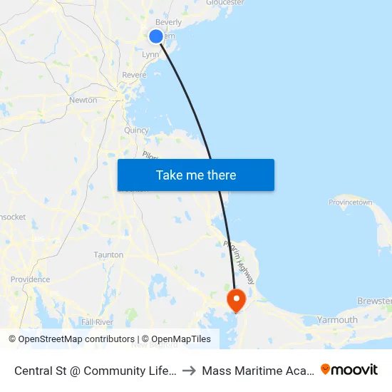 Central St @ Community Life Center to Mass Maritime Academy map