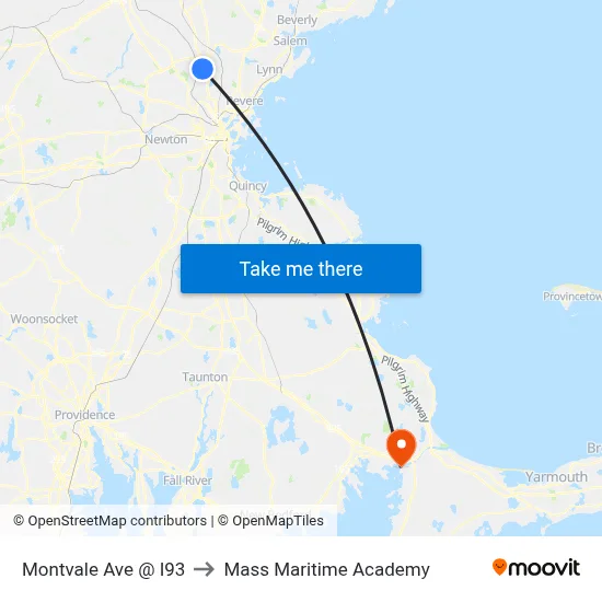 Montvale Ave @ I93 to Mass Maritime Academy map