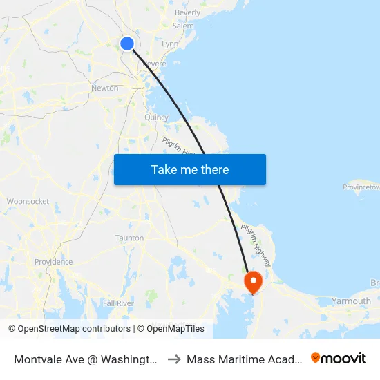 Montvale Ave @ Washington St to Mass Maritime Academy map