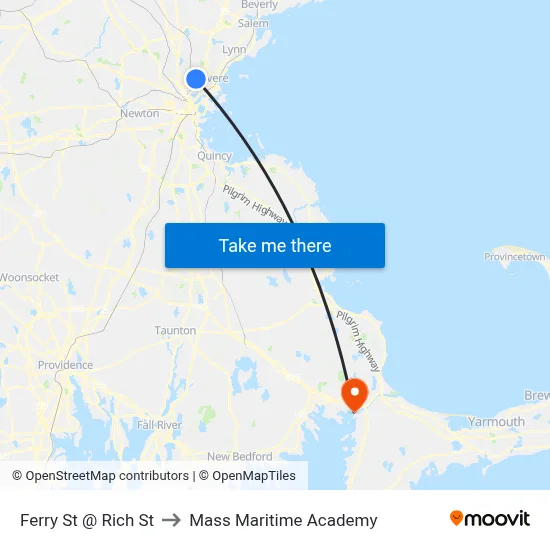 Ferry St @ Rich St to Mass Maritime Academy map
