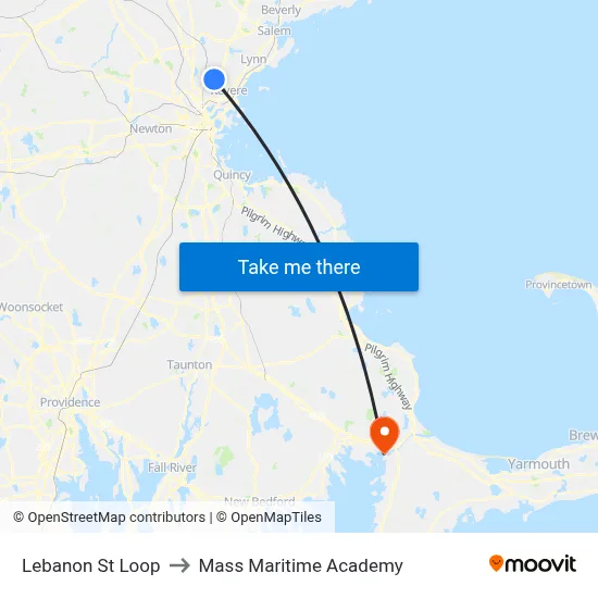 Lebanon St Loop to Mass Maritime Academy map
