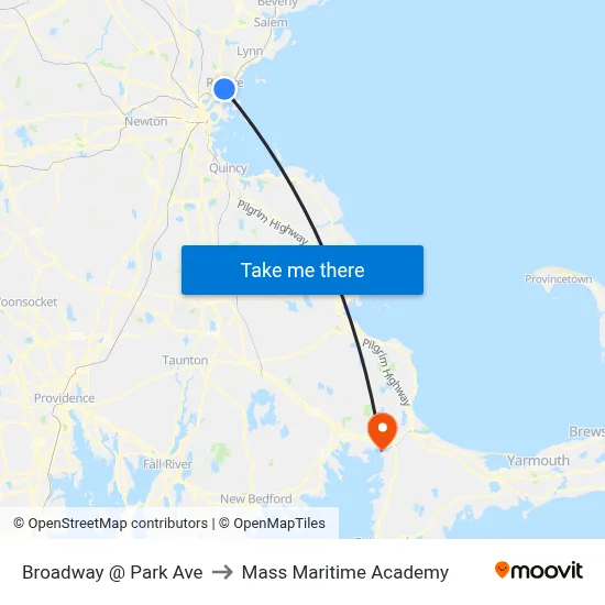 Broadway @ Park Ave to Mass Maritime Academy map