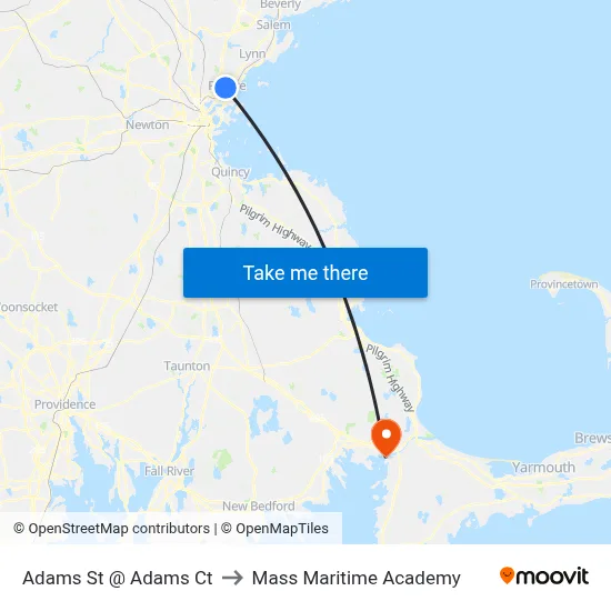 Adams St @ Adams Ct to Mass Maritime Academy map