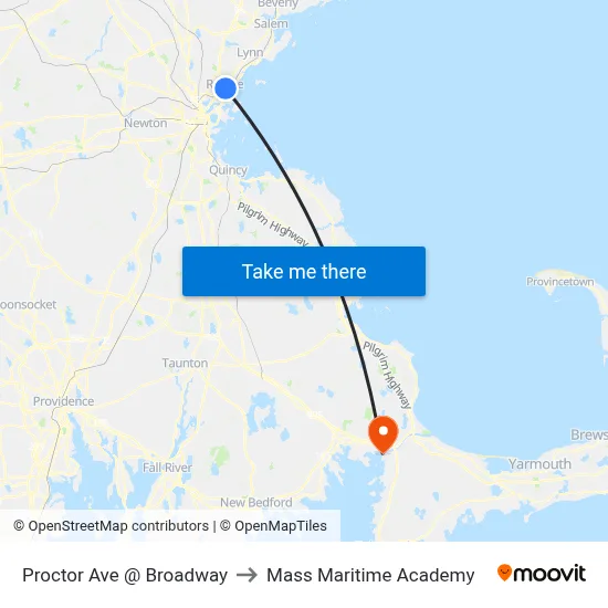 Proctor Ave @ Broadway to Mass Maritime Academy map