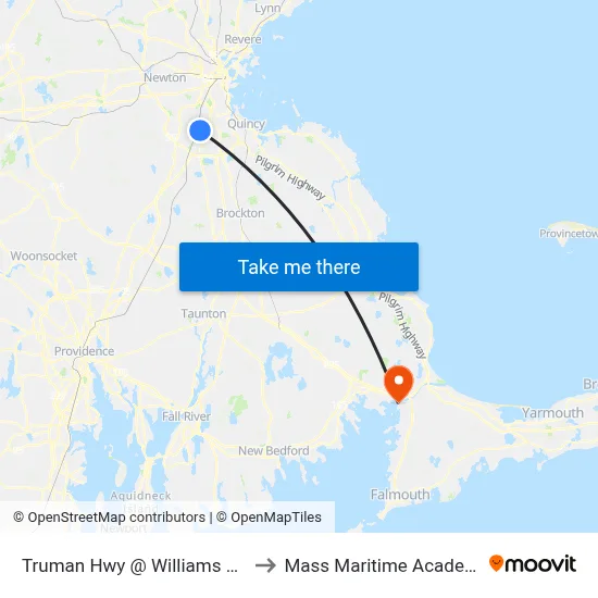 Truman Hwy @ Williams Ave to Mass Maritime Academy map