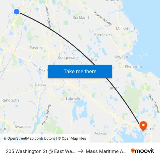 205 Washington St @ East Walpole Loop to Mass Maritime Academy map