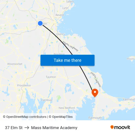 37 Elm St to Mass Maritime Academy map