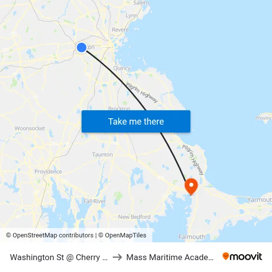 Washington St @ Cherry St to Mass Maritime Academy map