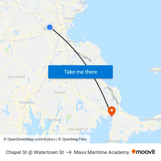 Chapel St @ Watertown St to Mass Maritime Academy map