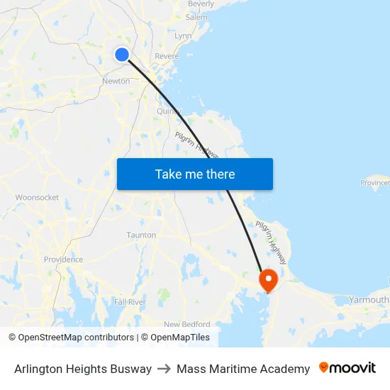 Arlington Heights Busway to Mass Maritime Academy map