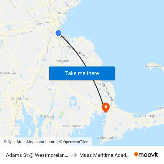 Adams St @ Westmoreland St to Mass Maritime Academy map