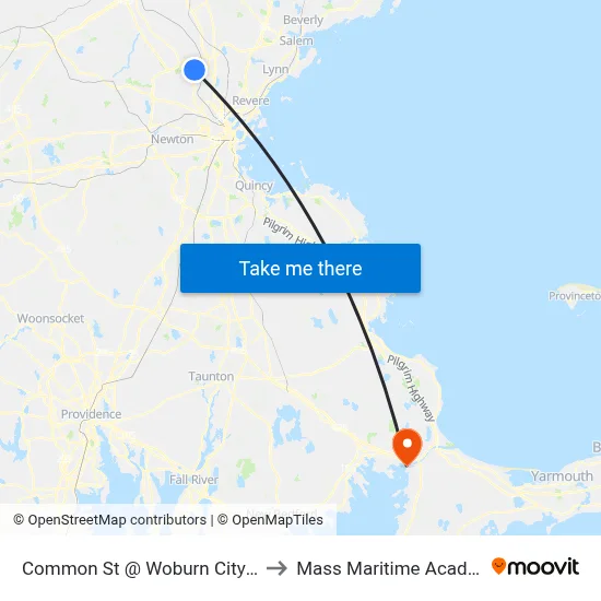 Common St @ Woburn City Hall to Mass Maritime Academy map