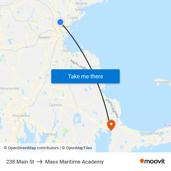 238 Main St to Mass Maritime Academy map