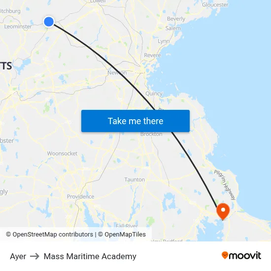 Ayer to Mass Maritime Academy map