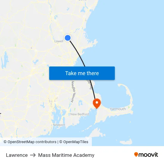 Lawrence to Mass Maritime Academy map