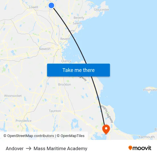 Andover to Mass Maritime Academy map
