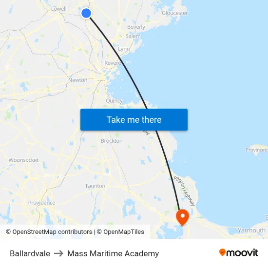 Ballardvale to Mass Maritime Academy map