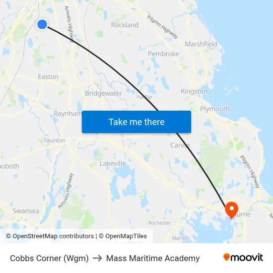 Cobbs Corner (Wgm) to Mass Maritime Academy map
