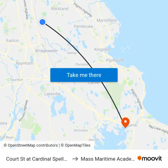 Court St at Cardinal Spellman to Mass Maritime Academy map