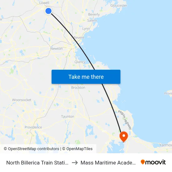 North Billerica Train Station to Mass Maritime Academy map