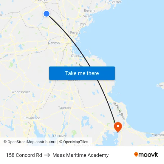 158 Concord Rd to Mass Maritime Academy map