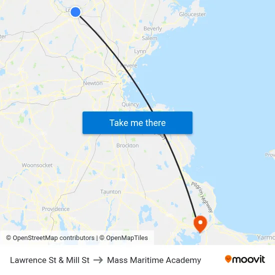 Lawrence St & Mill St to Mass Maritime Academy map