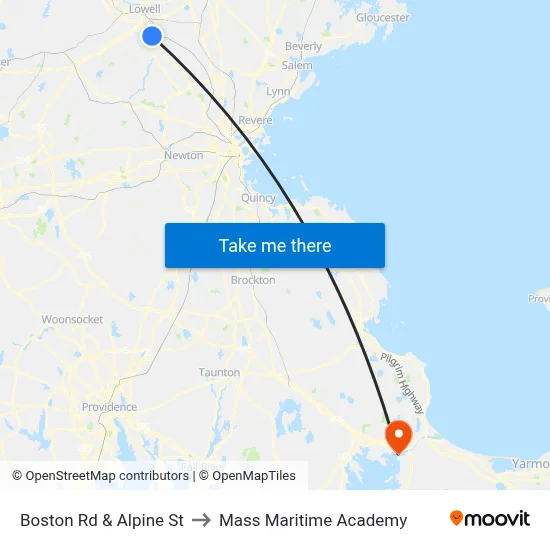 Boston Rd & Alpine St to Mass Maritime Academy map