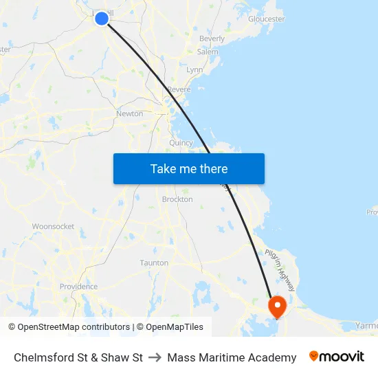 Chelmsford St & Shaw St to Mass Maritime Academy map