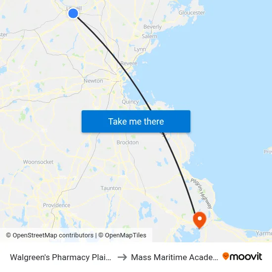 Walgreen's Pharmacy Plain St to Mass Maritime Academy map
