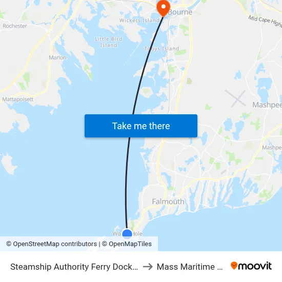 Steamship Authority Ferry Docks, Woods Hole to Mass Maritime Academy map