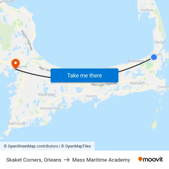 Skaket Corners, Orleans to Mass Maritime Academy map