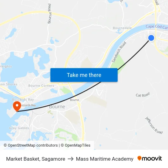 Market Basket, Sagamore to Mass Maritime Academy map