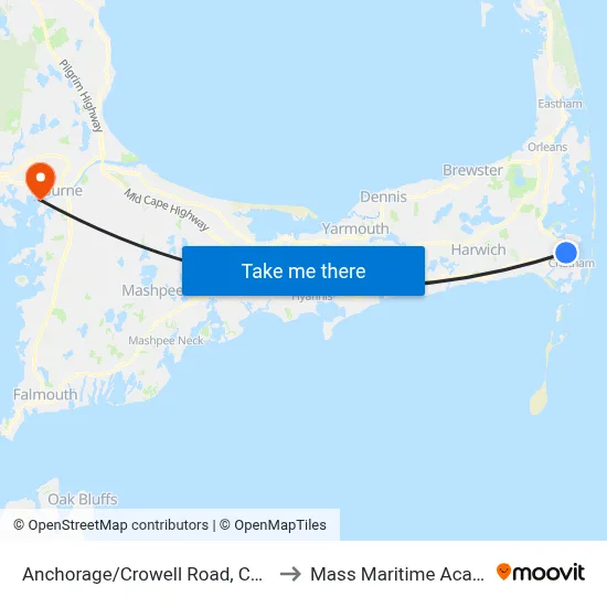 Anchorage/Crowell Road, Chatham to Mass Maritime Academy map