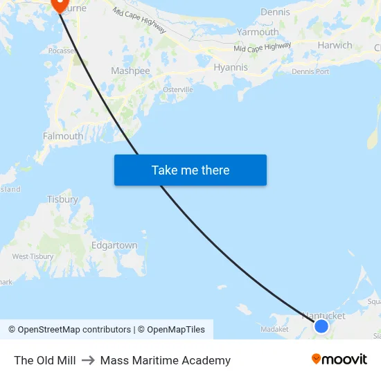 The Old Mill to Mass Maritime Academy map
