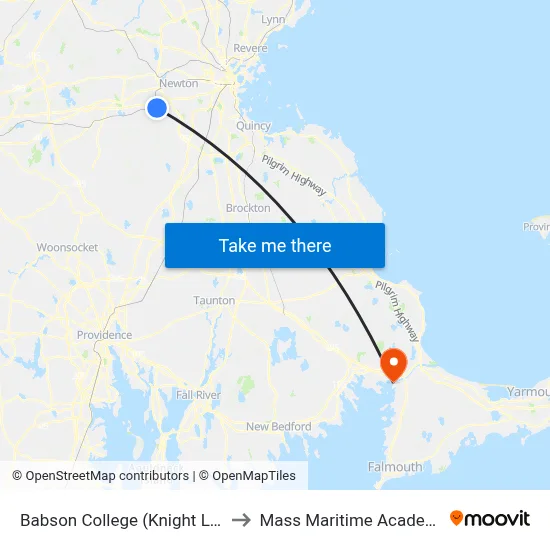 Babson College (Knight Lot) to Mass Maritime Academy map