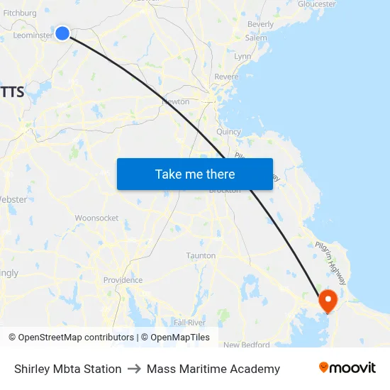 Shirley Mbta Station to Mass Maritime Academy map